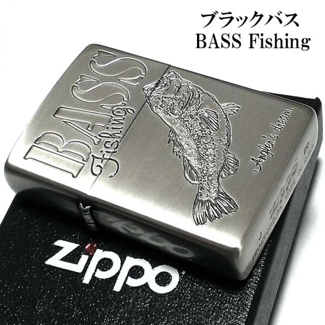 ZIPPO 釣道 ブラックバス ジッポ ライター 釣り 魚 古美加工