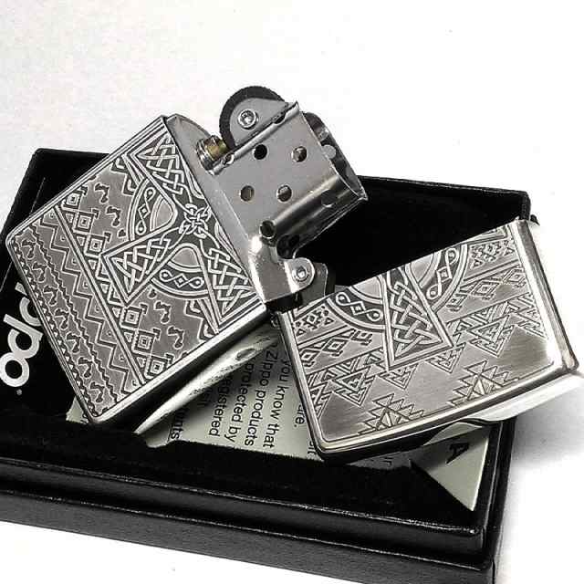 ZIPPO アステカンスカル 石盤 骸骨 十字架 ジッポ ライター シルバー