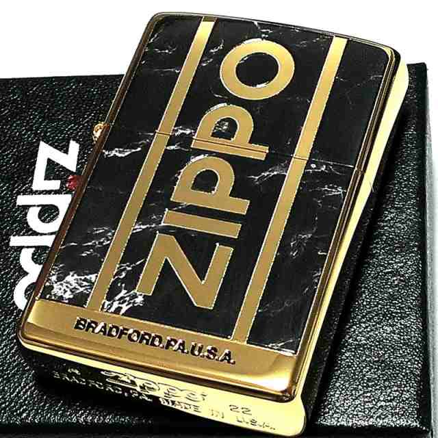 ZIPPO かっこいい 大理石 Logo Marble ジッポ ライター ロゴ ゴールド