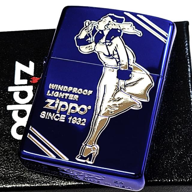 ZIPPO クラシック ウィンディ レトロ おしゃれ WINDY ジッポ ライター イオンブルー シルバー 彫刻 アメリカン Classic Design かわいい クラシカル デザイン 青 レディース メンズ