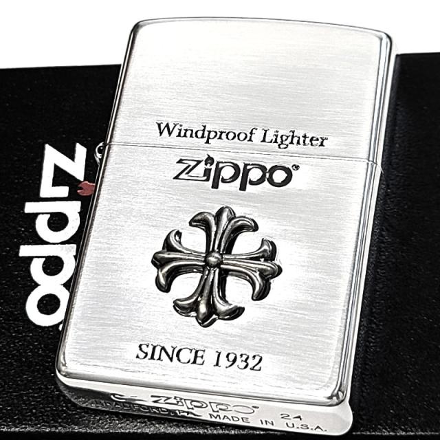 ZIPPO ライター クロスメタル ジッポ ロゴ アンティーク シルバー 十字架 かっこいい 彫刻 銀燻し おしゃれ メンズ アクセサリー_1