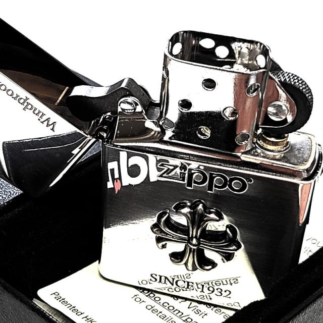 ZIPPO ライター クロスメタル ジッポ ロゴ アンティーク シルバー 十字架 かっこいい 彫刻 銀燻し おしゃれ メンズ アクセサリー_2