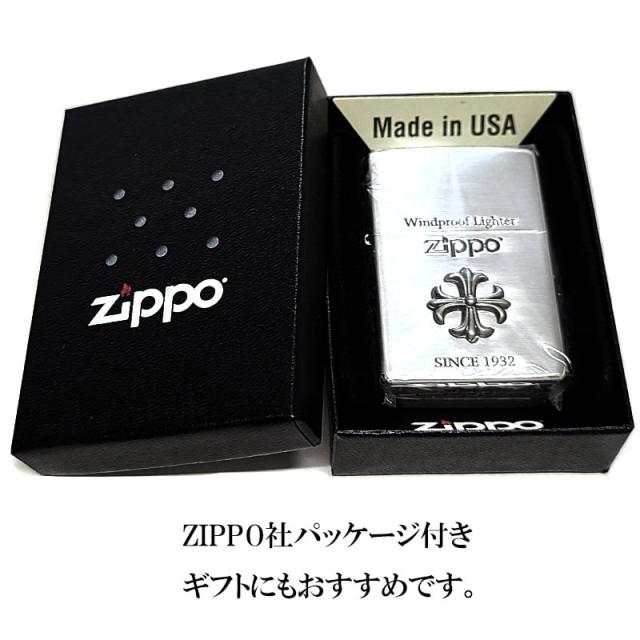 ZIPPO ライター クロスメタル ジッポ ロゴ アンティーク シルバー 十字架 かっこいい 彫刻 銀燻し おしゃれ メンズ アクセサリー_5