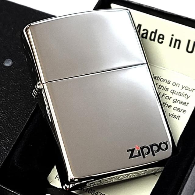 ZIPPO ライター シンプル おしゃれ 鏡面シルバー＆LOGO ニッケルメッキ 鏡面仕上げ シルバー ジッポ ロゴ 上品 かっこいい メンズ レディース ギフト プレゼント