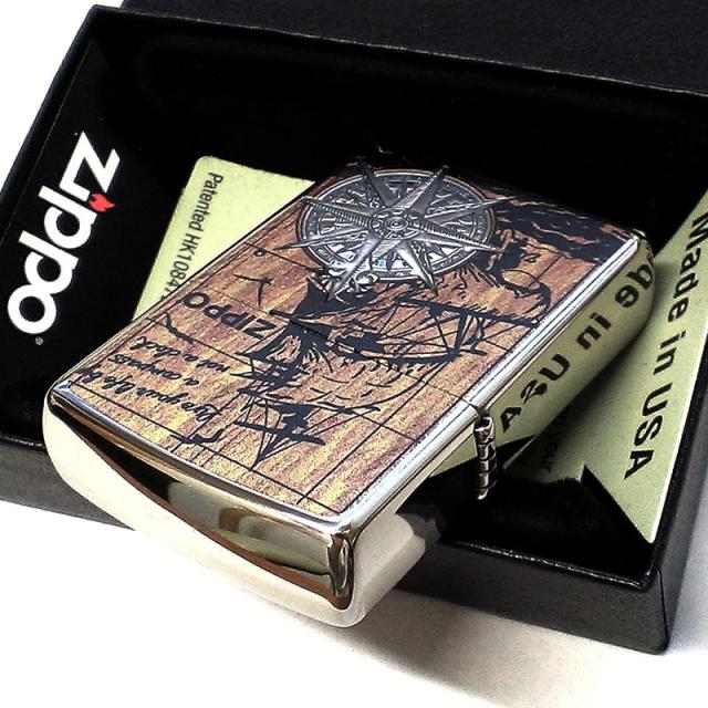 ZIPPO かっこいい コンパス ジッポ ライター シルバー 帆船 おしゃれ 木目調 羅針盤 COMPASS 銀いぶし仕上げ ニッケルイブシ メンズ_4