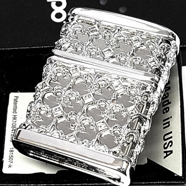 ZIPPO ライター メタルジャケット ニッケル鏡面仕上げ シルバー ジッポ 超重厚 リリー 百合の紋章 銀 5面デザイン メンズ アクセサリー 渋い かっこいい ギフト 高級 プレゼント_2
