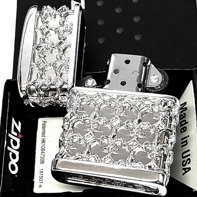 ZIPPO ライター メタルジャケット ニッケル鏡面仕上げ シルバー ジッポ 超重厚 リリー 百合の紋章 銀 5面デザイン メンズ アクセサリー 渋い かっこいい ギフト 高級 プレゼント_3