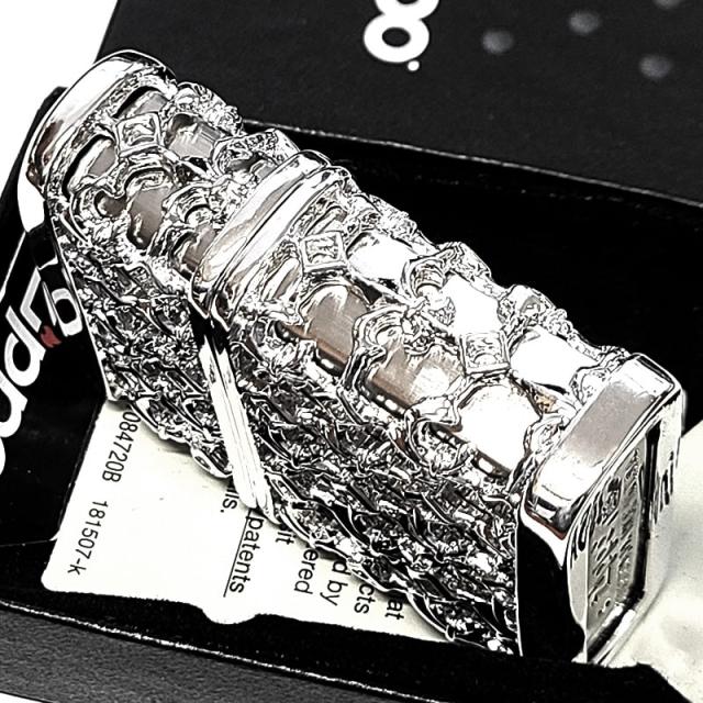 ZIPPO ライター メタルジャケット ニッケル鏡面仕上げ シルバー ジッポ 超重厚 リリー 百合の紋章 銀 5面デザイン メンズ アクセサリー 渋い かっこいい ギフト 高級 プレゼント_4
