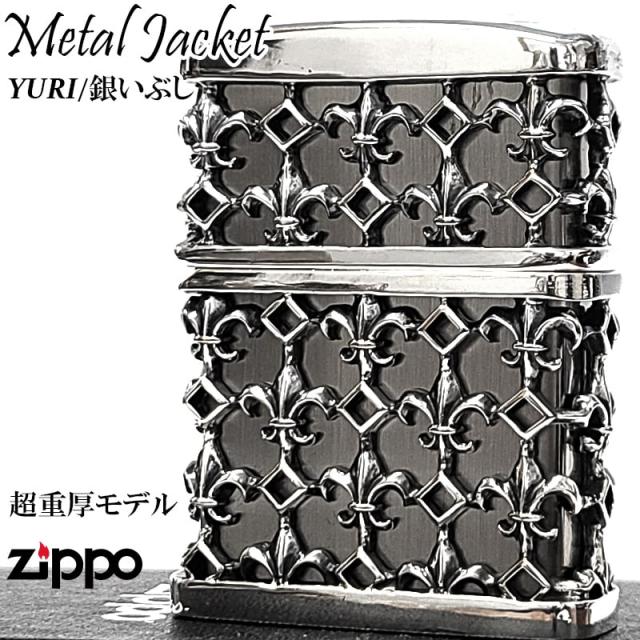 ZIPPO メタルジャケット シルバーイブシ ジッポ ライター 超重厚 リリー 百合の紋章 銀 5面デザイン メンズ アクセサリー 渋い かっこいい ギフト 高級 プレゼント_1