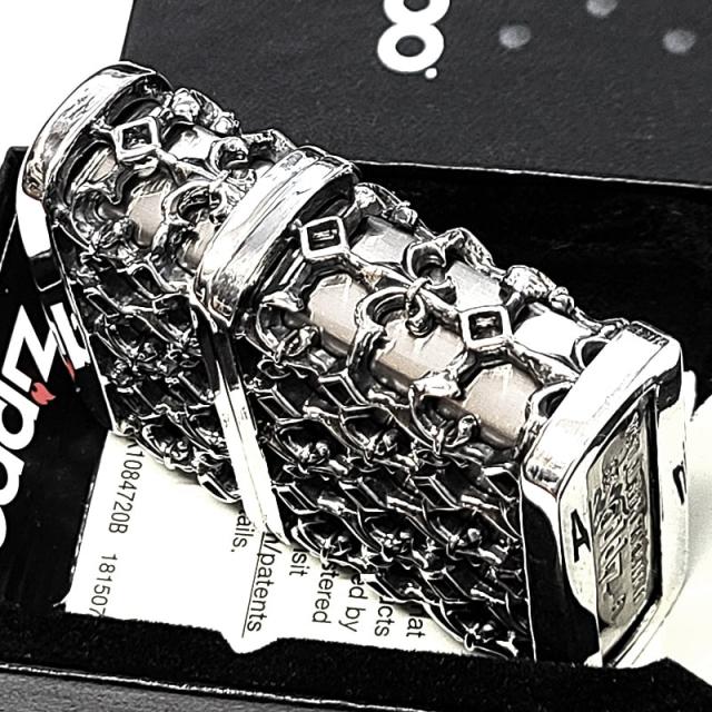 ZIPPO メタルジャケット シルバーイブシ ジッポ ライター 超重厚 リリー 百合の紋章 銀 5面デザイン メンズ アクセサリー 渋い かっこいい ギフト 高級 プレゼント_4