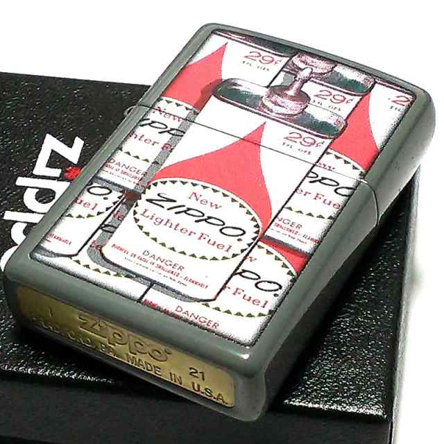 ZIPPO ライター おしゃれ ジッポ ロゴ グレー レトロ オイル缶