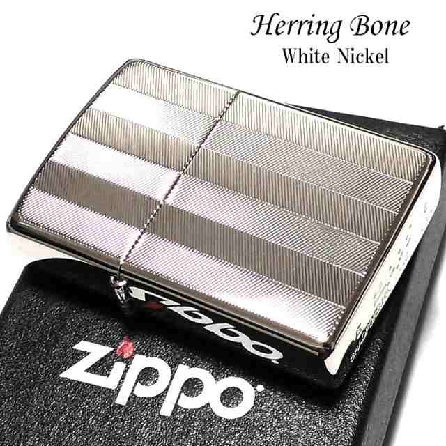 ZIPPO ライター スーパーファインエッチング ヘリンボーン柄 シルバー ジッポ かっこいい 両面加工 ホワイトニッケル シンプル メンズ ギ｜au  PAY マーケット