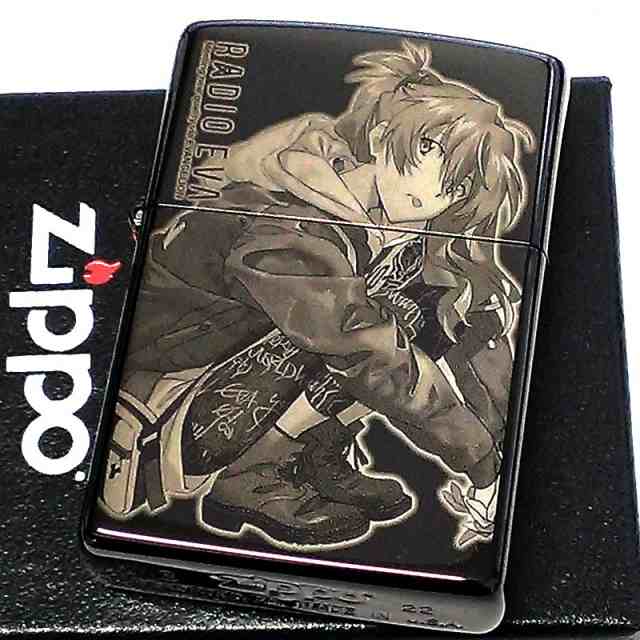 ZIPPO ライター エヴァンゲリオン 限定 RADIO EVA アスカ 10周年記念 ジッポ ブラックチタンコート シリアル入り 可愛い 黒 レーザー彫刻