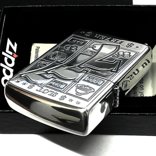ZIPPO ライター ジッポ ジャックポットGAME スロット シルバー燻し 両面彫刻 パチスロ 銀鏡面 かっこいい メンズ レディース_4