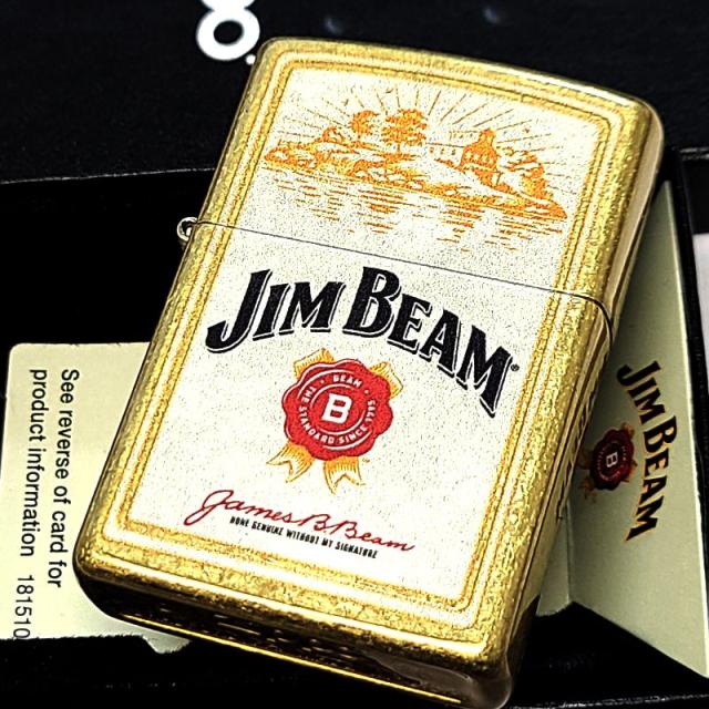 ZIPPO ライター ジムビーム お酒 ロゴ ジッポ アンティークゴールド JIM BEAM かっこいい アメリカン バーボン おしゃれ ギフト メンズ 渋い プレゼント