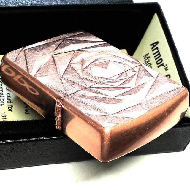 ZIPPO アーマー おしゃれ ローズ ジッポ ライター 薔薇 彫刻 カッパーバレル 両面加工 バラ 彫刻 Shimmer Rose かわいい レディース_4