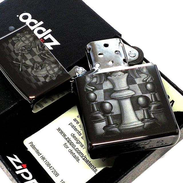 ZIPPO ライター ブラックアイス チェスデザイン ジッポ かっこいい Chess Design レーザー彫刻 メンズ おしゃれ 黒 プレゼント ギフト_3