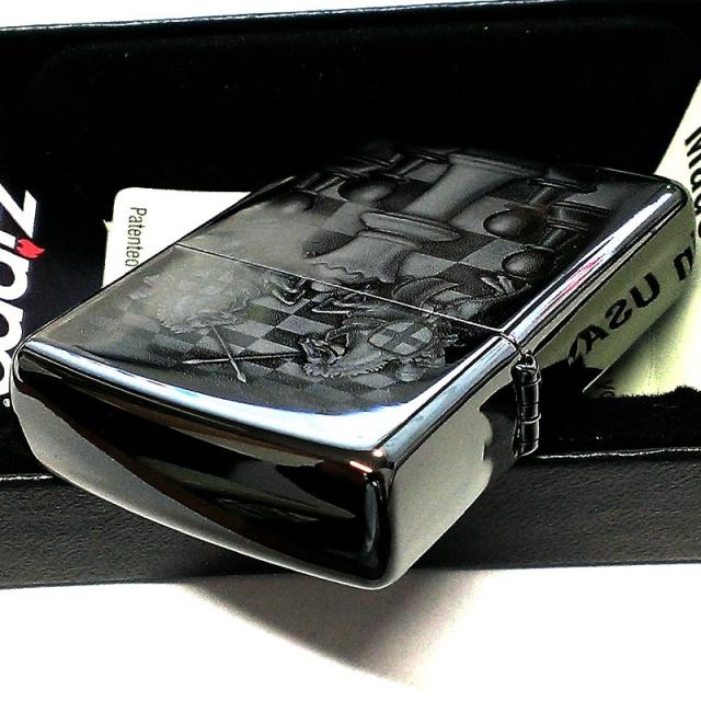 ZIPPO ライター ブラックアイス チェスデザイン ジッポ かっこいい Chess Design レーザー彫刻 メンズ おしゃれ 黒 プレゼント ギフト_4