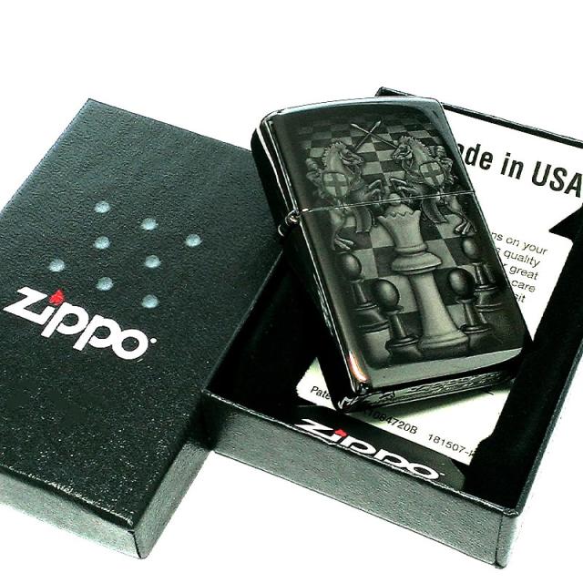 ZIPPO ライター ブラックアイス チェスデザイン ジッポ かっこいい Chess Design レーザー彫刻 メンズ おしゃれ 黒 プレゼント ギフト_5