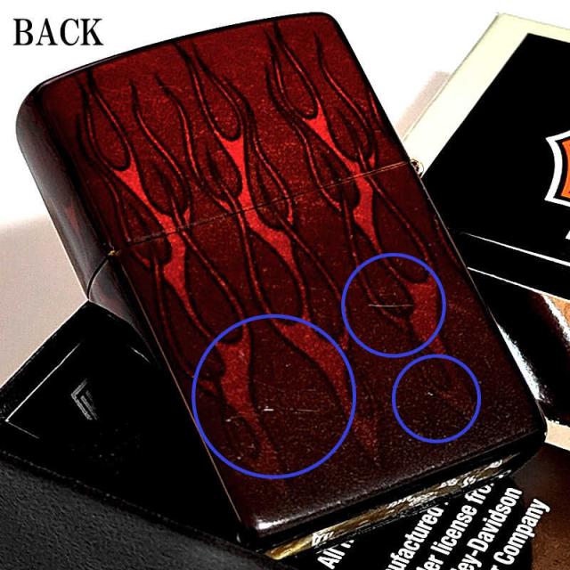 【訳あり】ZIPPO ハーレー ダビッドソン 5面加工 ロゴ ジッポ ライター 金タンク おしゃれ レッド ブラック 炎 連続プリント かっこいい 赤黒 メンズ_1
