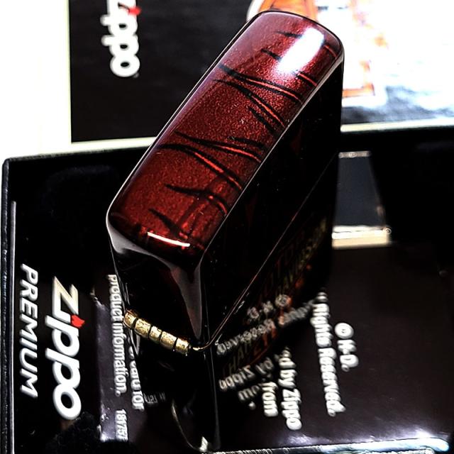 【訳あり】ZIPPO ハーレー ダビッドソン 5面加工 ロゴ ジッポ ライター 金タンク おしゃれ レッド ブラック 炎 連続プリント かっこいい 赤黒 メンズ_5