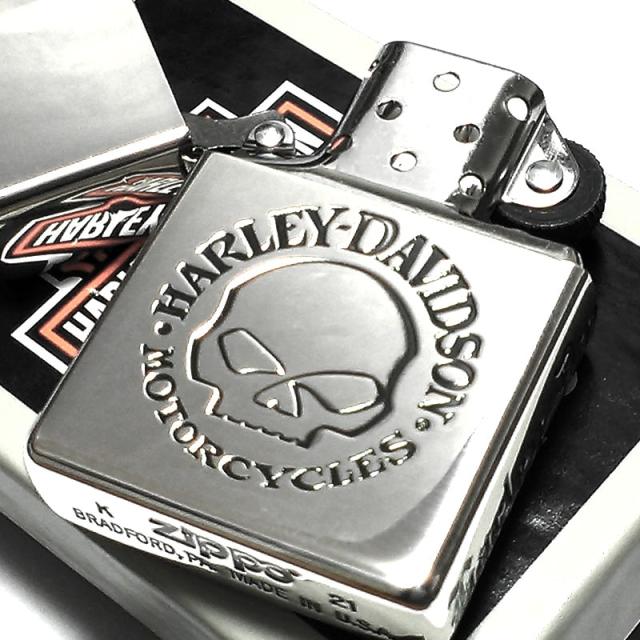 ZIPPO ハーレー ダビッドソン スカル シルバー サイド彫刻 ロゴ かっこいい ジッポライター ドクロ おしゃれ 銀燻し メンズ プレゼント_4