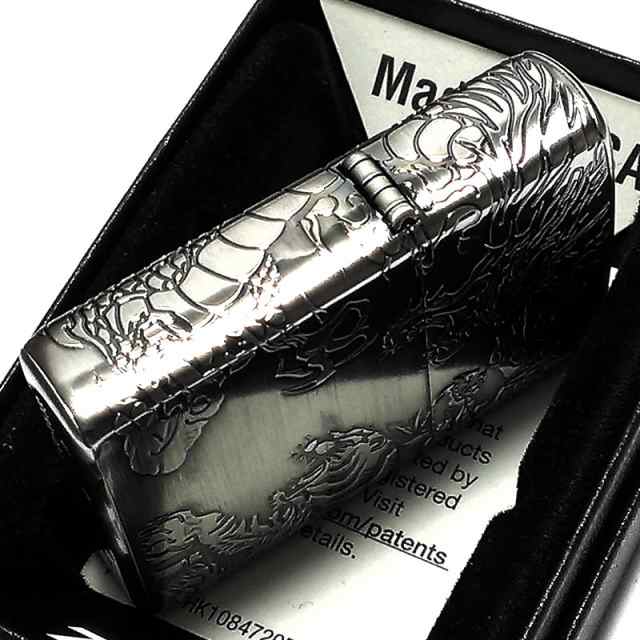 ZIPPO ジッポ ライター 銀 御守り 龍虎 かっこいい 4面 エッチング