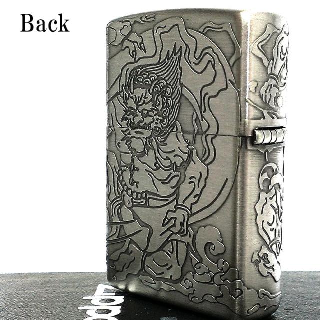 ZIPPO 和柄 風神雷神 ジッポ ライター アンティークニッケル 4面