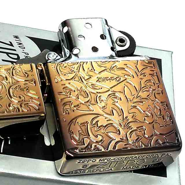 ZIPPO ライター ジッポ 1935 復刻レプリカ ゴールド ブラス燻し