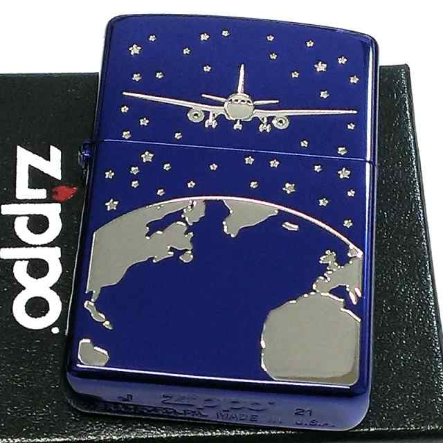 ZIPPO ライター ジャンボ ジェット ジッポ イオンブルー 地球 飛行機 