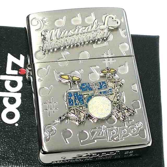 ZIPPO ライター 楽器 ドラム ジッポ かわいい シルバー 両面加工