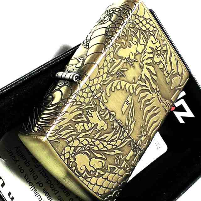 海外販売× 龍虎 四面彫り ZIPPO 新品 シルバー 和柄 ジッポ ライター