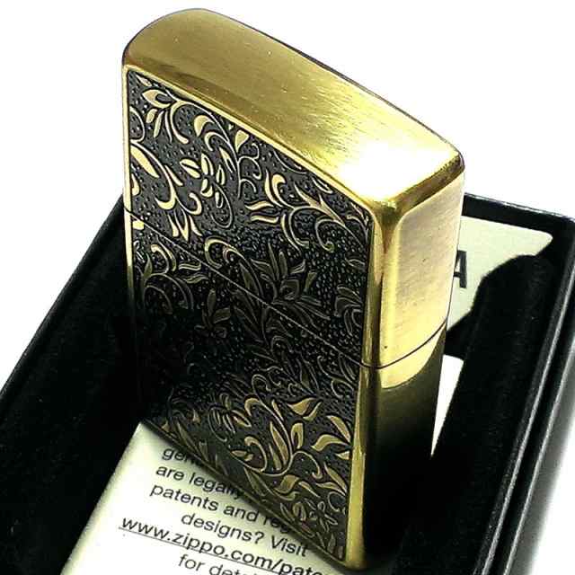 ZIPPO ライター 両面唐草 模様 ジッポ 2面エッチング彫刻 アンティーク