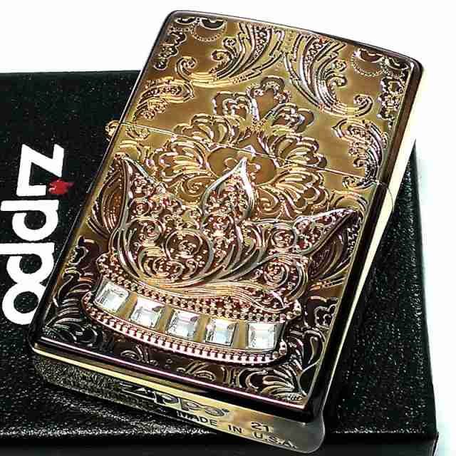 ZIPPOライター 限定ジッポ クラウン おしゃれ スワロフスキー シリアル