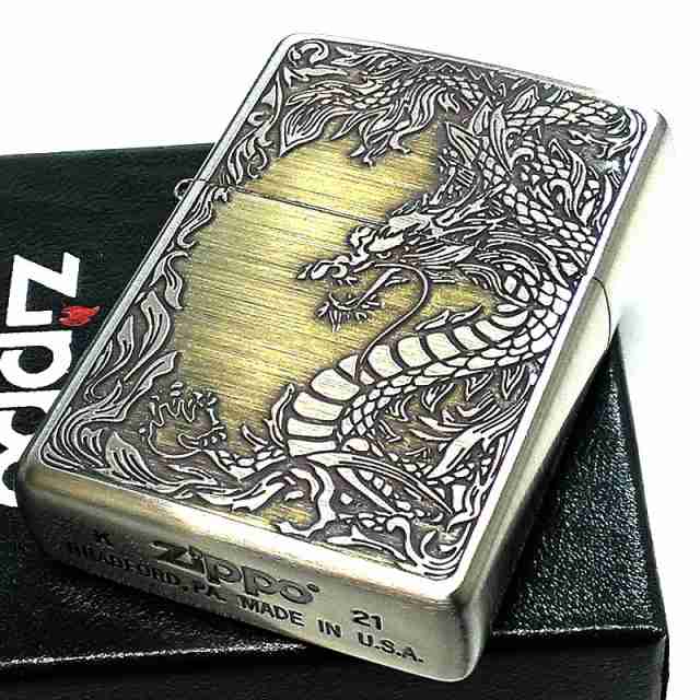 ZIPPO ライター ドラゴン 龍 ジッポ かっこいい シルバーイブシ