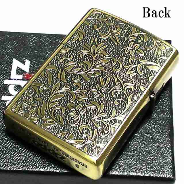 ZIPPO ライター 両面唐草 模様 ジッポ 2面エッチング彫刻 アンティーク 