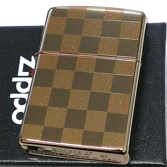 正規品販売! ZIPPO ライター カラーチェック ブラウン 市松模様 ジッポ