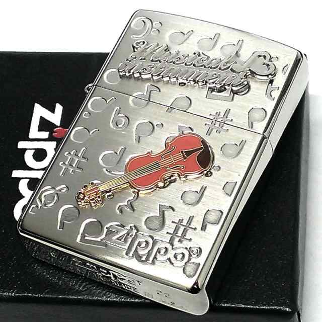 ZIPPO ライター バイオリンメタル 楽器 ジッポ かわいい シルバー 両面