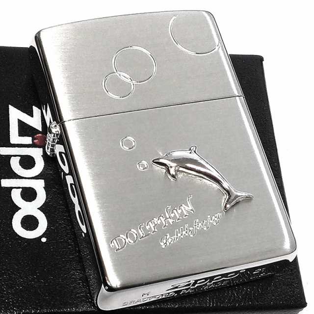 ZIPPO ライター ドルフィンメタル ジッポ シルバーサテン イルカ