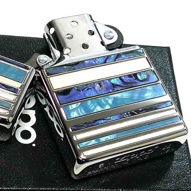 ZIPPO ライター シェルマルチボーダー ジッポ 綺麗 シルバー 鏡面 銀