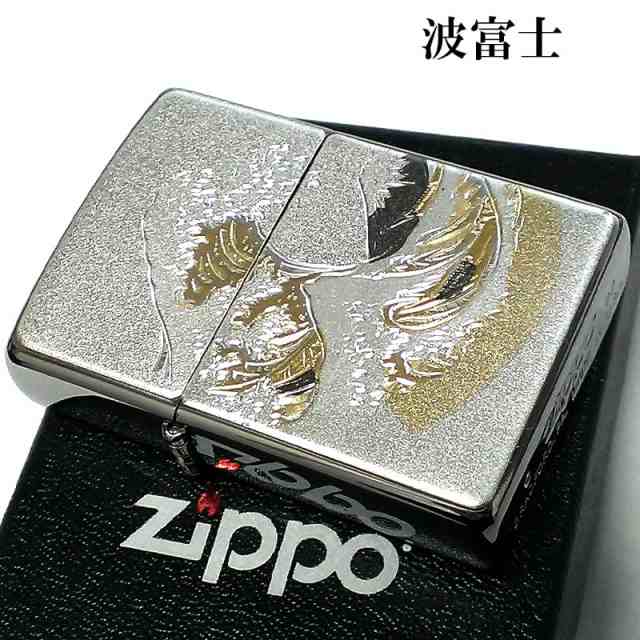 ZIPPO ライター 和柄 波富士 ジッポ シルバー 日本 和風 銀 デンチュウ