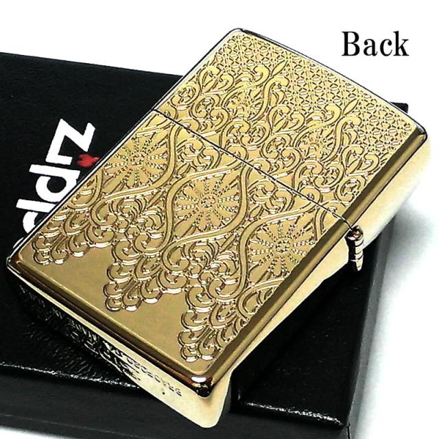 ZIPPO ヨーロピアン レース ジッポ ライター ゴールド 両面加工 エッチング彫刻 中世模様 チタン加工 両面別柄 金 レディース 高級_2