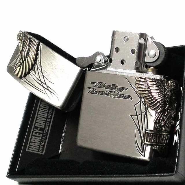 ZIPPO ライター ハーレーダビッドソン ジッポ イーグルメタル アンティークシルバー 両面加工 国内限定モデル 銀 かっこいい 鷲 おしゃれ