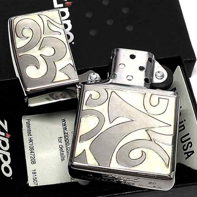 ZIPPO 天然貝 シェルダイアル ジッポ ライター シルバー ホワイト