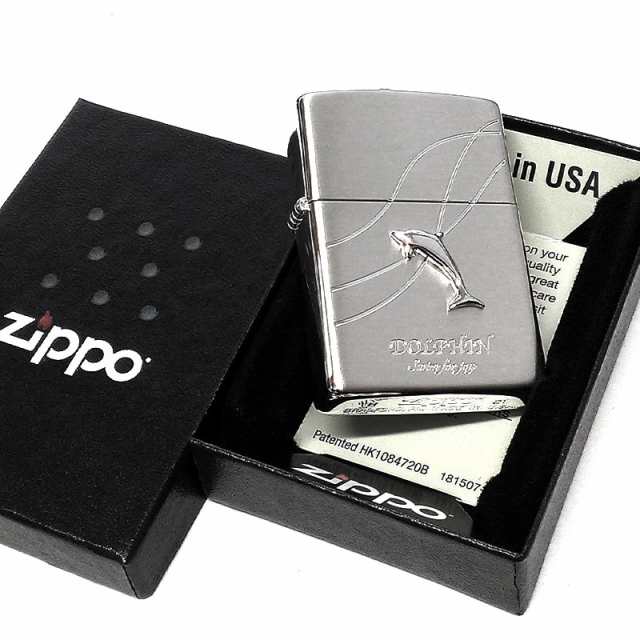 ZIPPO ライター ドルフィンメタル ジッポ シルバーサテン イルカ