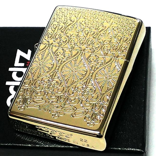 ZIPPO ヨーロピアン レース ジッポ ライター ゴールド 両面加工 エッチング彫刻 中世模様 チタン加工 両面別柄 金 レディース 高級_1