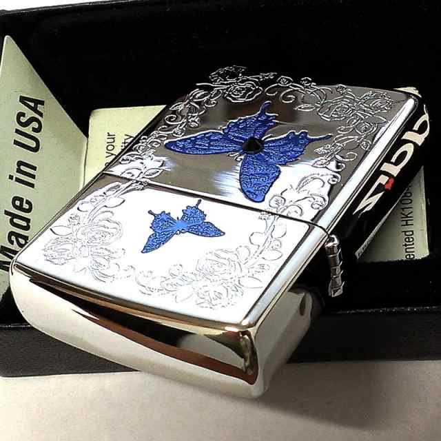 ZIPPO 限定 ブルーバタフライ ジッポ ライター ローズ シルバー