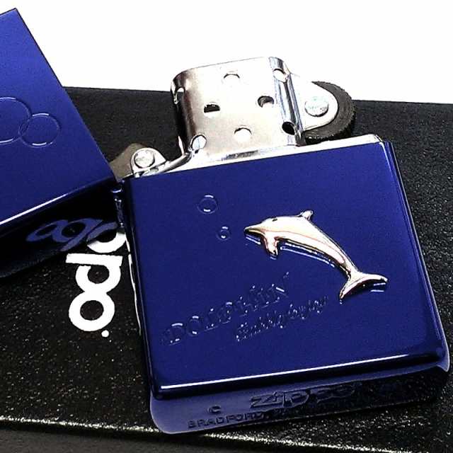 ZIPPO ライター ドルフィンメタル ジッポ イオンブルー バブルリング