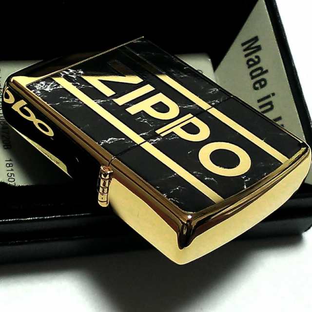 ZIPPO かっこいい 大理石 Logo Marble ジッポ ライター ロゴ ゴールド