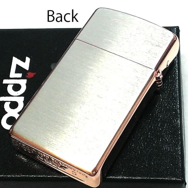 【訳あり】ZIPPO スリム ジッポ ライター ハート クロス ラバーズ 彫刻 ピンクゴールド シルバーサテン 可愛い 女性 メンズ レディース かわいい シンプル_2
